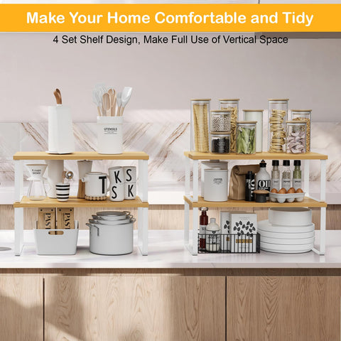 OGEMXU adjustable wood shelf keeps spice jars organized and accessible