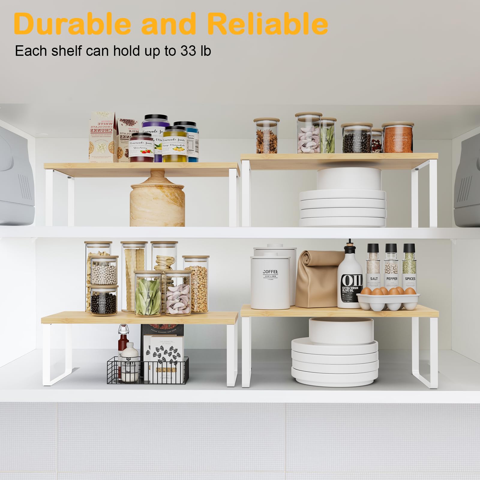 OGEMXU stackable expandable shelves ideal for narrow kitchen spaces