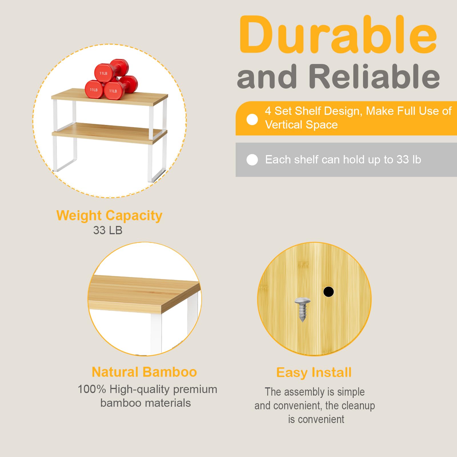 OGEMXU sturdy metal-framed shelf resists rust for durable kitchen use