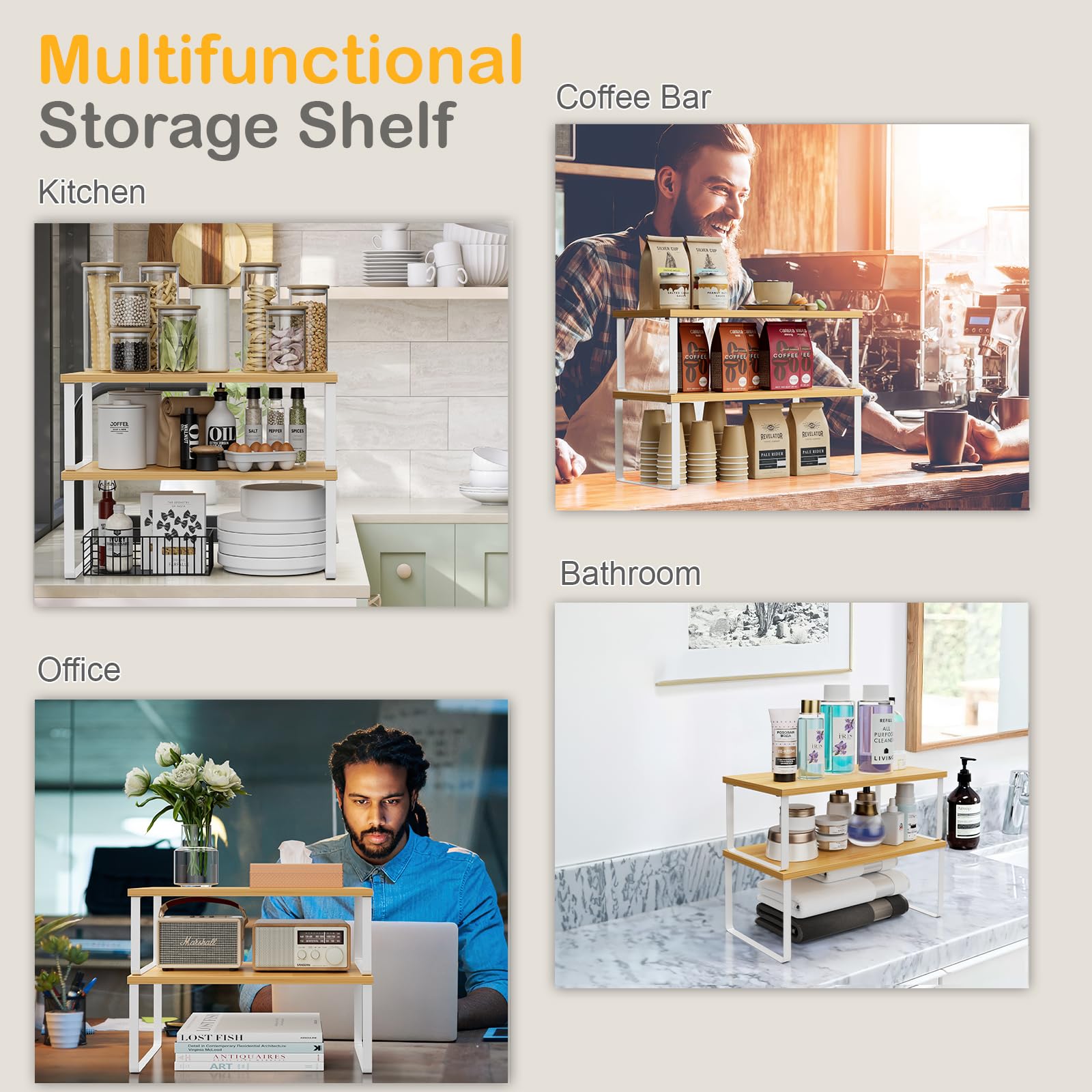 OGEMXU versatile storage solution keeps countertops, cabinets, and desks tidy