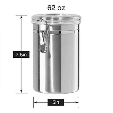 Oggi 62oz canister complements modern and traditional kitchens with durable metal design.