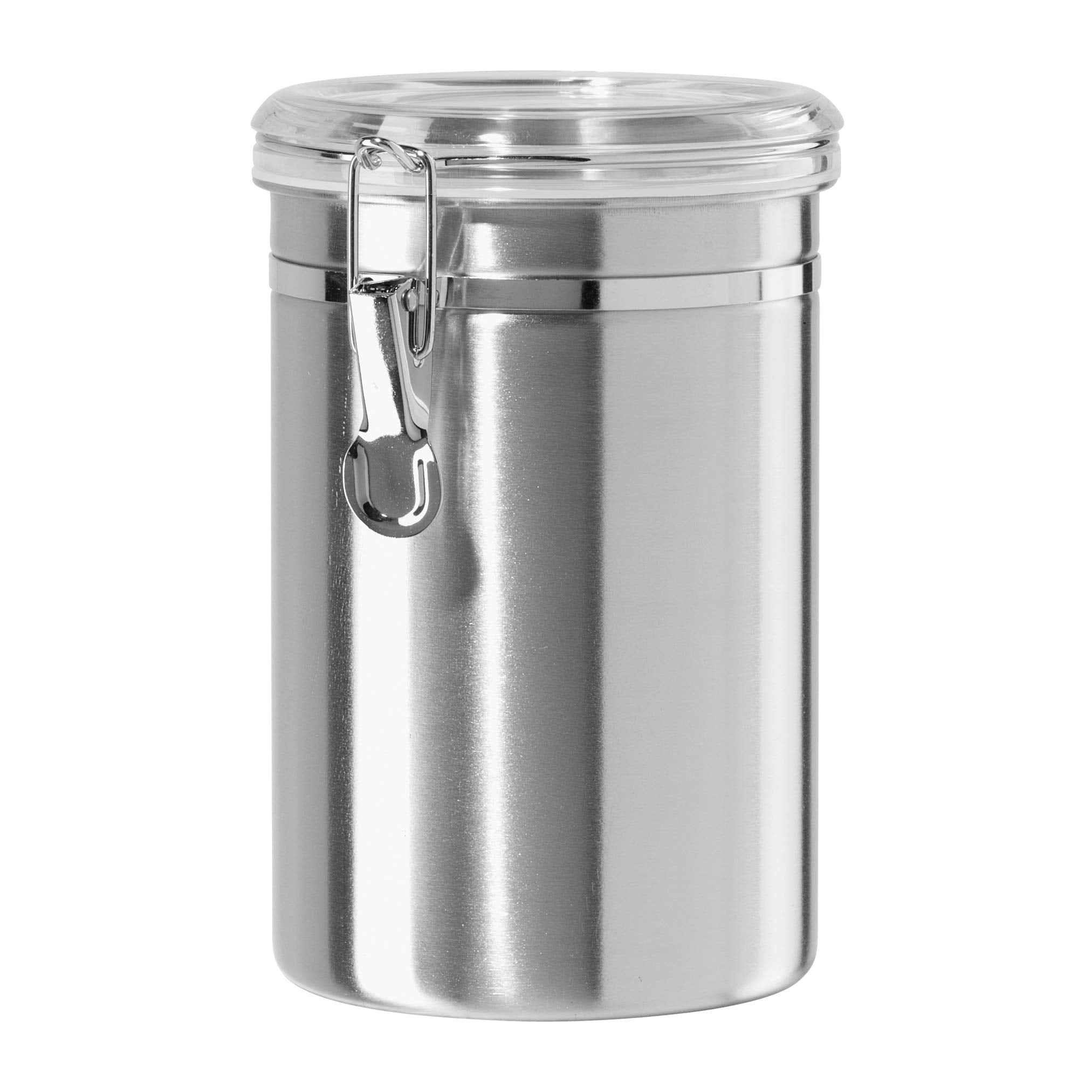 Oggi stainless steel canister 62oz with airtight clamp lid for fresh flour and grains.