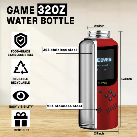 ogicduwi Gamer Water Bottle maintains hot or cold temps during gaming.