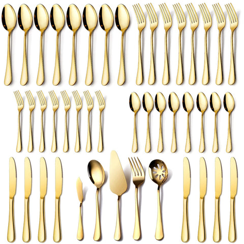 OGORI gold dinner knives for eight, elevating formal dining with a refined look.