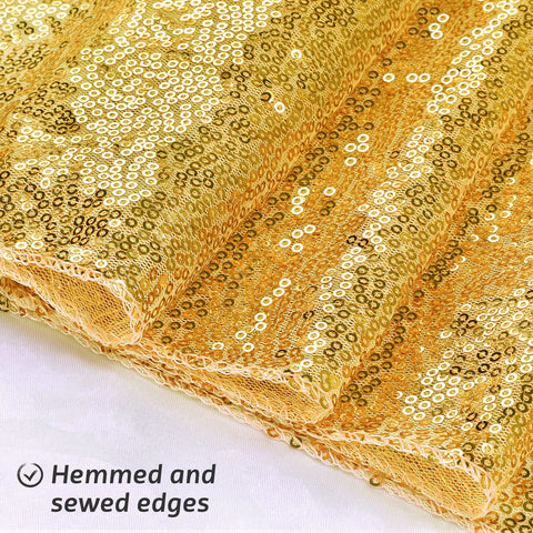OGORI gold sequin table runner enhances birthday and banquet tables.