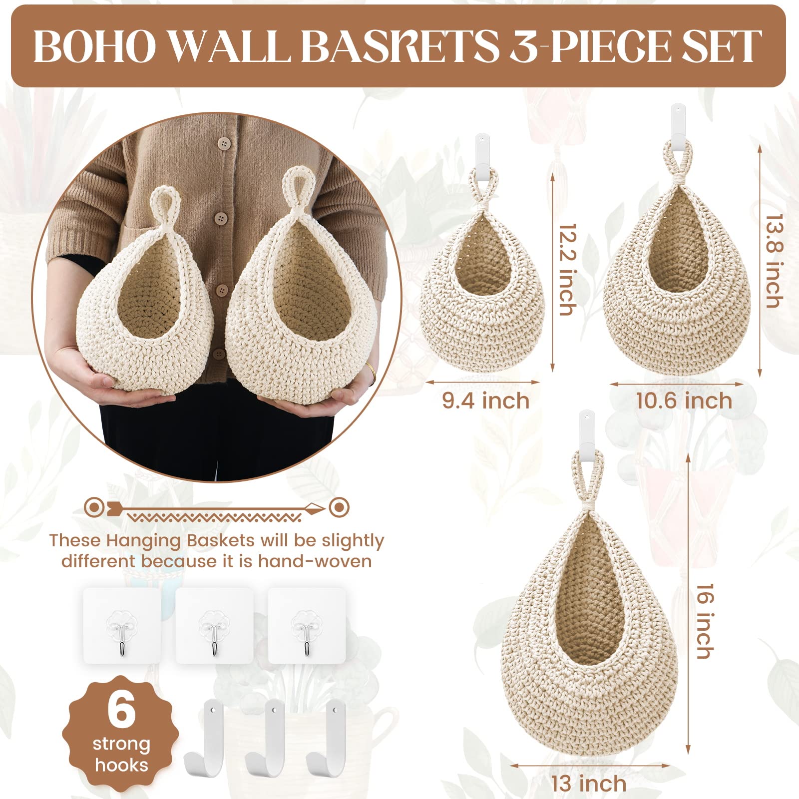 OGOTEZ six hooks included support secure wall hanging options.