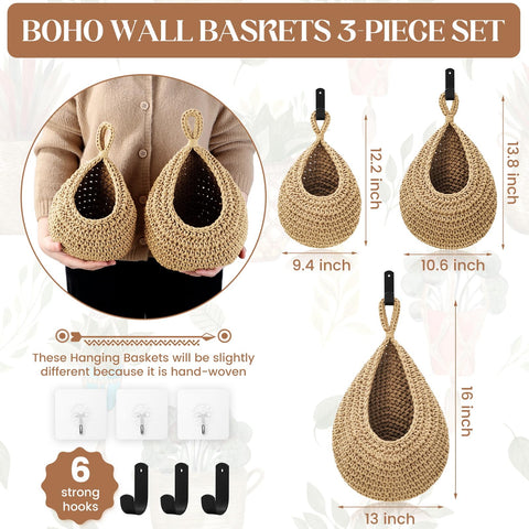 OGOTEZ handwoven teardrop basket medium stores garlic and fruits neatly.