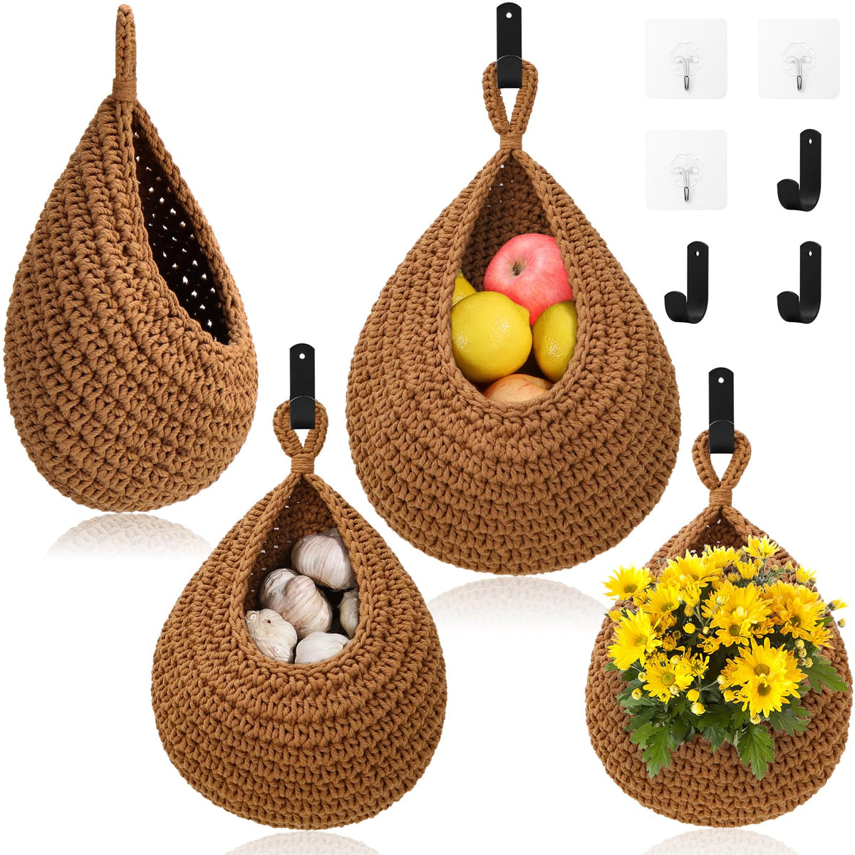 OGOTEZ hanging-fruit-basket-large: organized onions and apples within reach