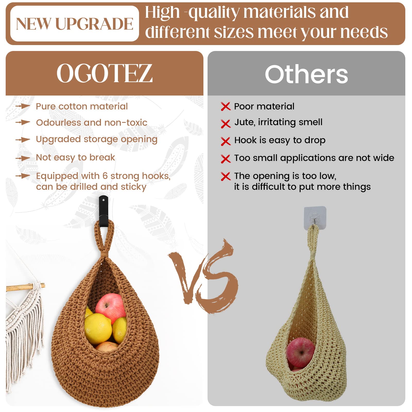 OGOTEZ hanging-fruit-basket-medium: space-saving solution for potatoes and garlic