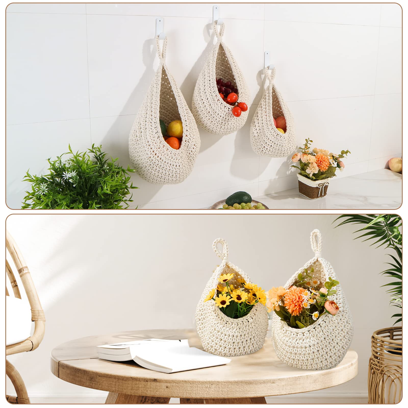 OGOTEZ teardrop onion storage basket keeps pantry produce within reach.
