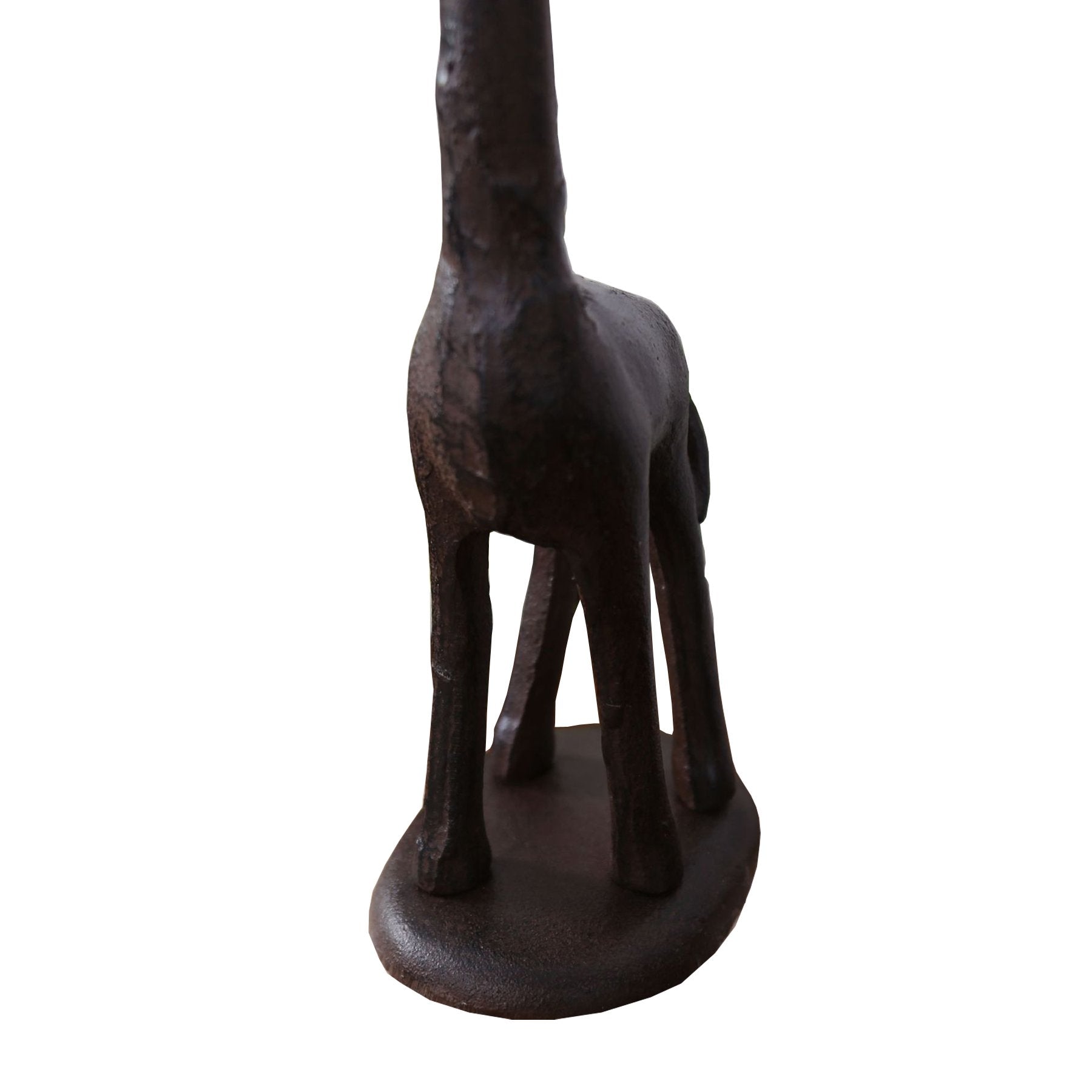 Ogrmar cast iron giraffe holder, side view, showcases durable free-standing design for easy use