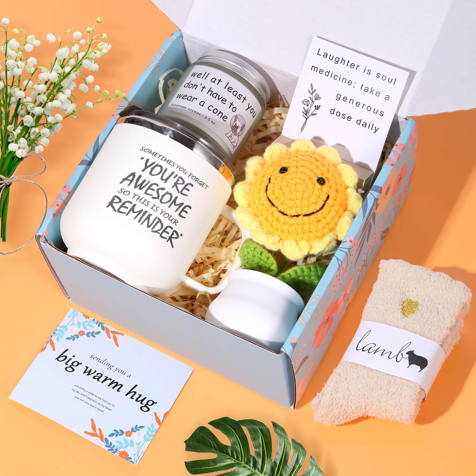 OHATOS Get Well Basket tumbler close-up with inspirational reminder for daily motivation