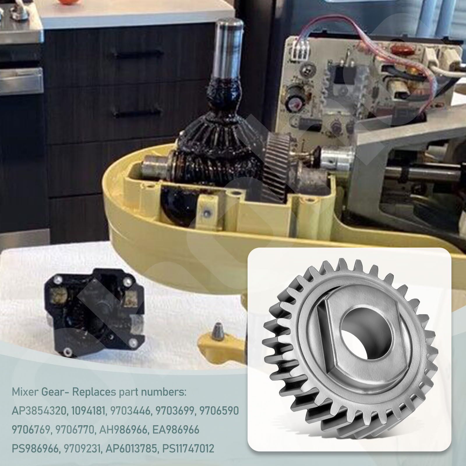 Ohoho thrust bearing closeup showing durable support for mixer gears.