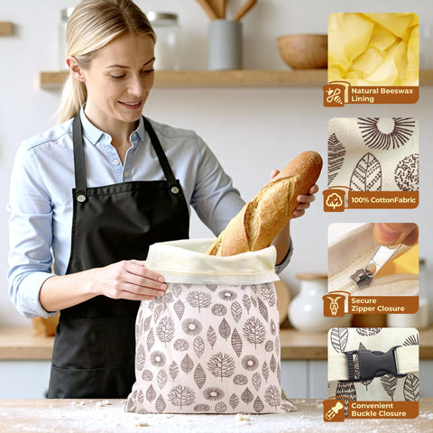 OHIYO reusable cotton bags fit all bread sizes up to 12 inches