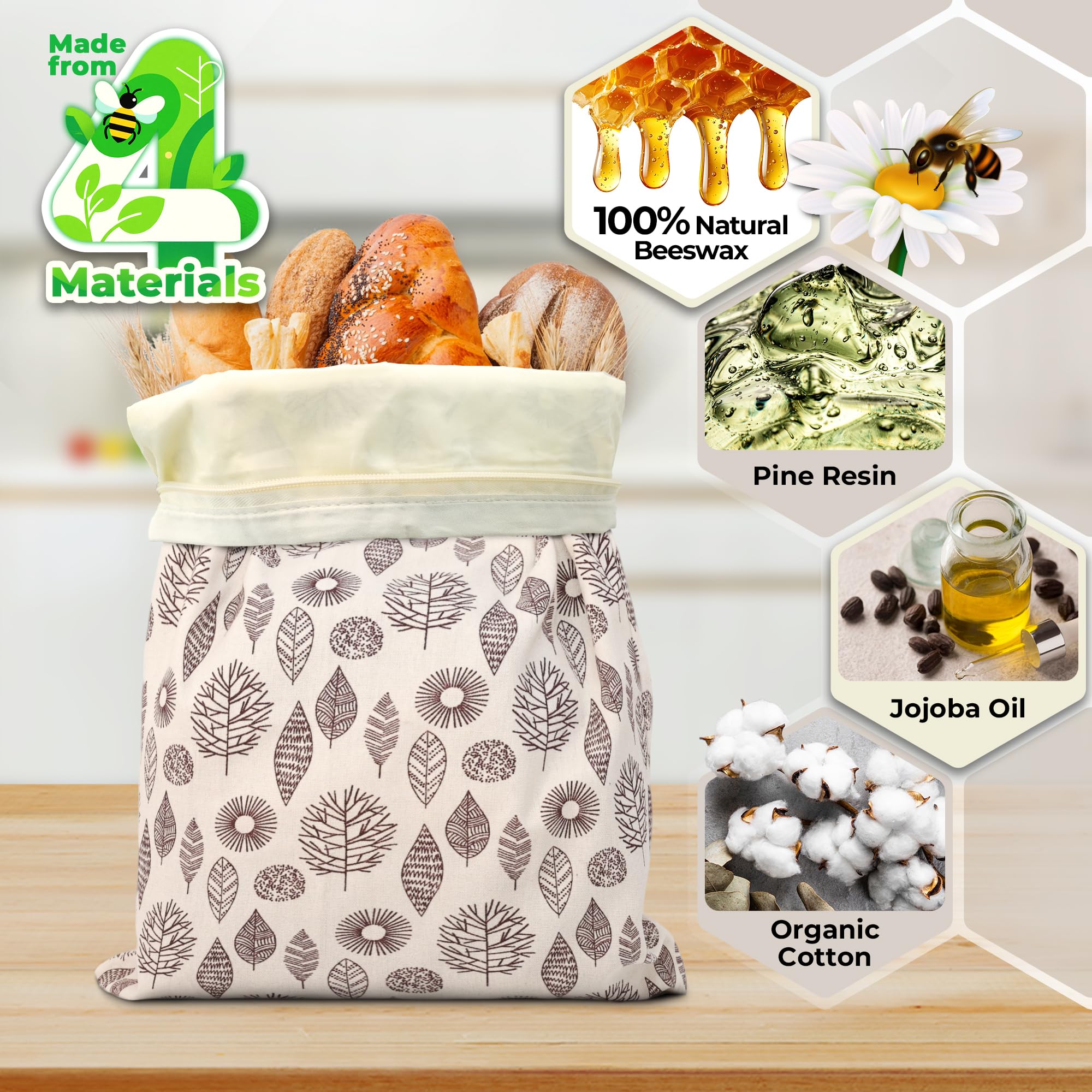 OHIYO durable beeswax-lined bag is reusable for sustainable kitchens
