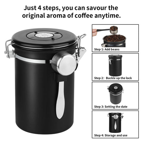 Versatile canister stores coffee, tea, sugar, nuts, cereals, and snacks.