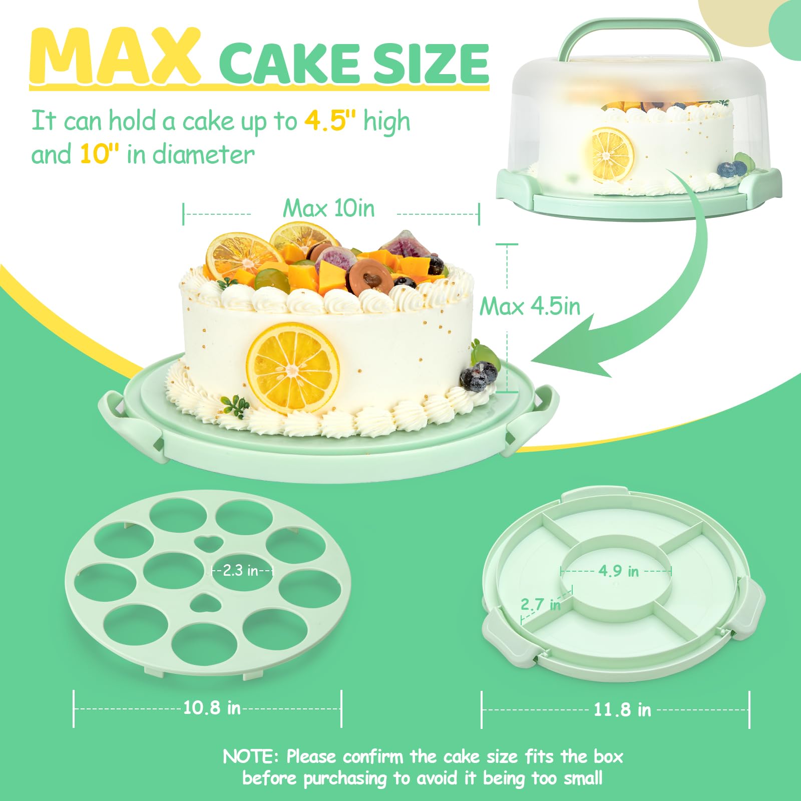 Ohuhu cake tray 11 inches fits cupcakes neatly