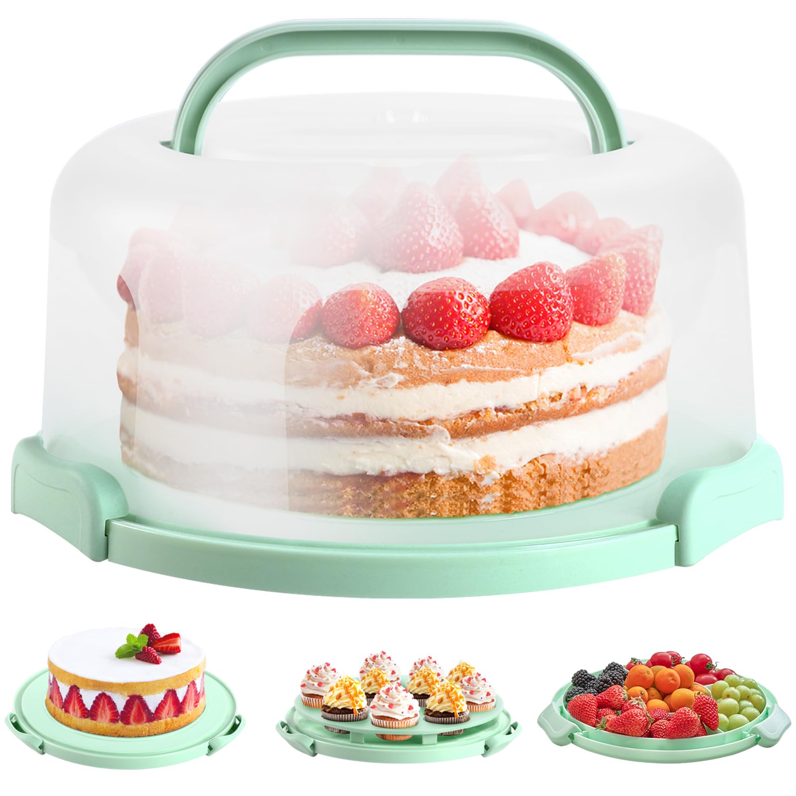 Ohuhu cake carrier with lid and handle for secure dessert transport