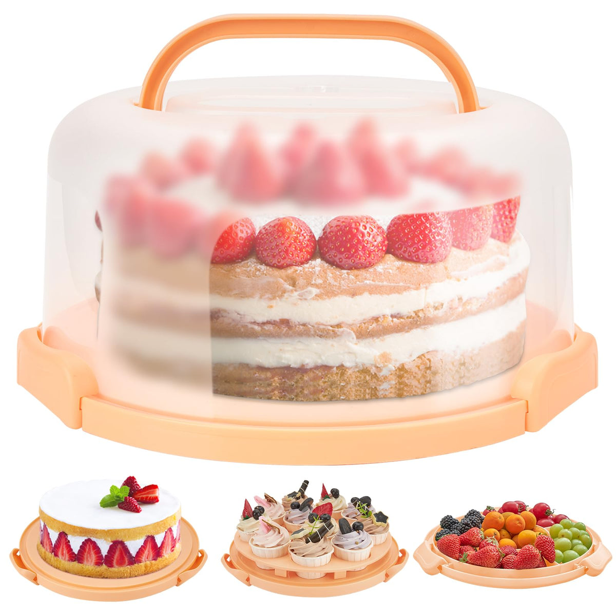 Ohuhu cake stand with lid for a 10-inch cake, secure transport.