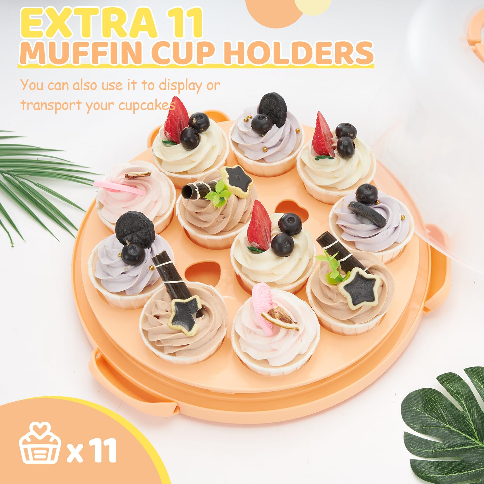 Ohuhu cake stand locking clips securing the lid in place.