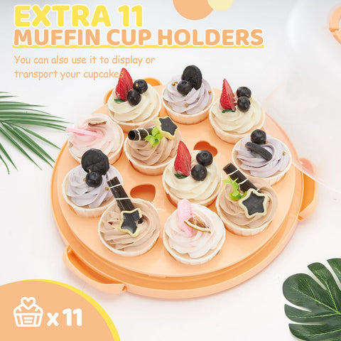 Ohuhu cake stand locking clips securing the lid in place.
