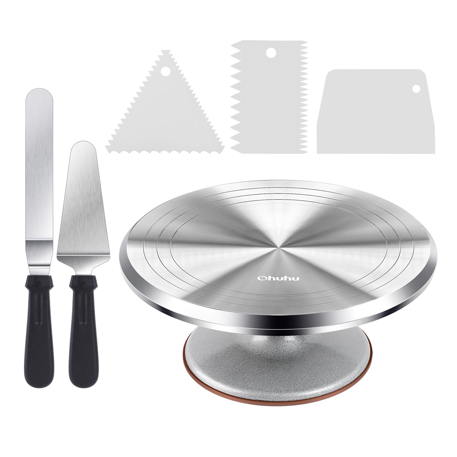 Ohuhu cake turntable top with anti-slip surface for stable decorating.