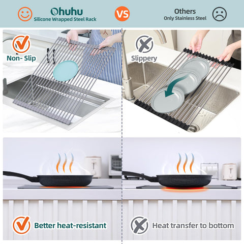 Ohuhu heat-resistant rack endures hot washes and high temperatures safely