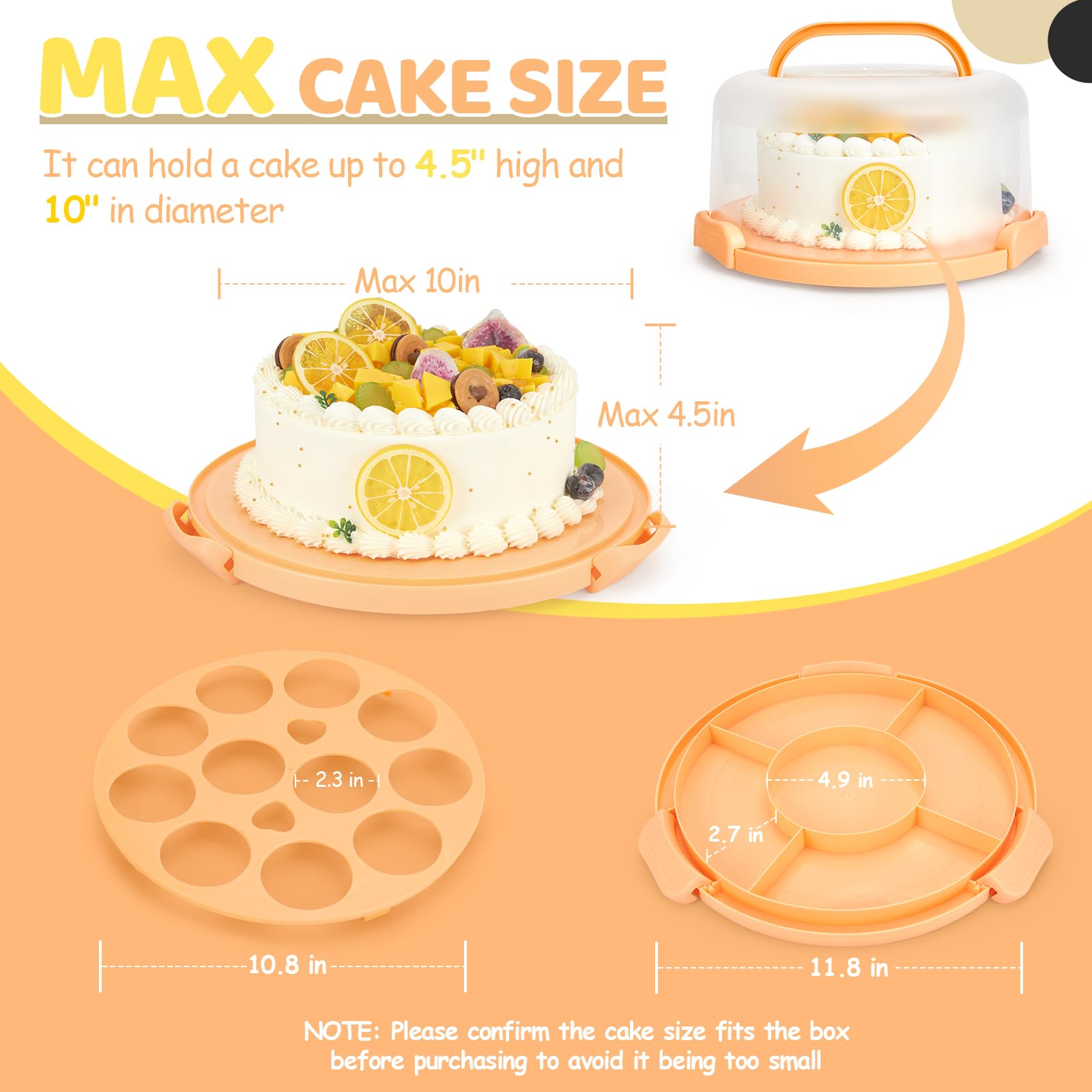 Ohuhu cake carrier made from food-grade PP material for safe serving.