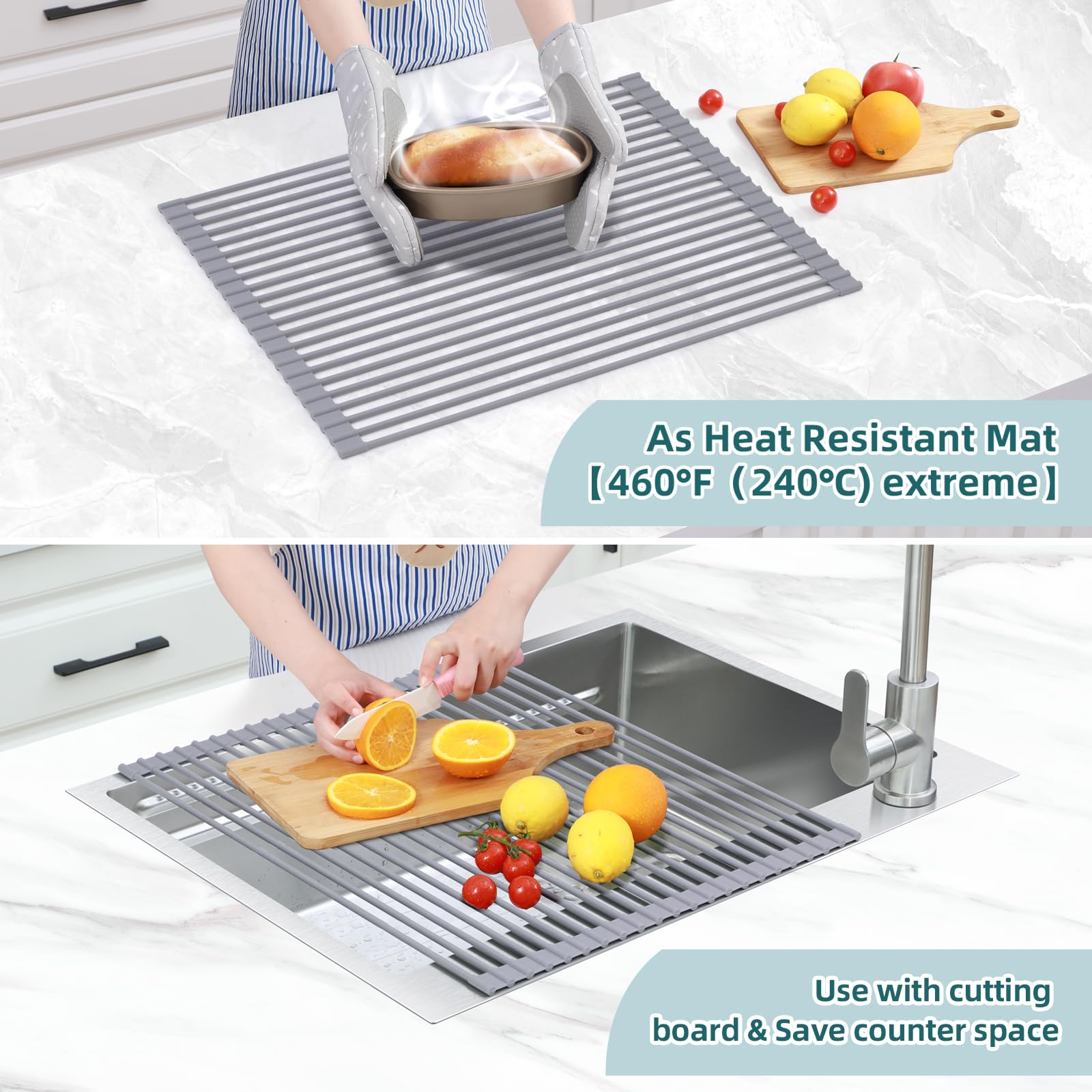 Ohuhu silicone-coated steel drying mat resists rust and stays hygienic