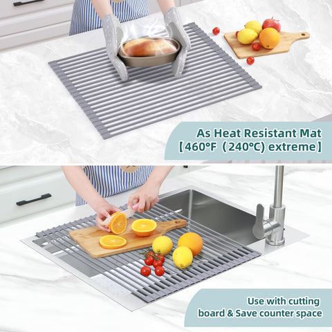 Ohuhu silicone-coated steel drying mat resists rust and stays hygienic