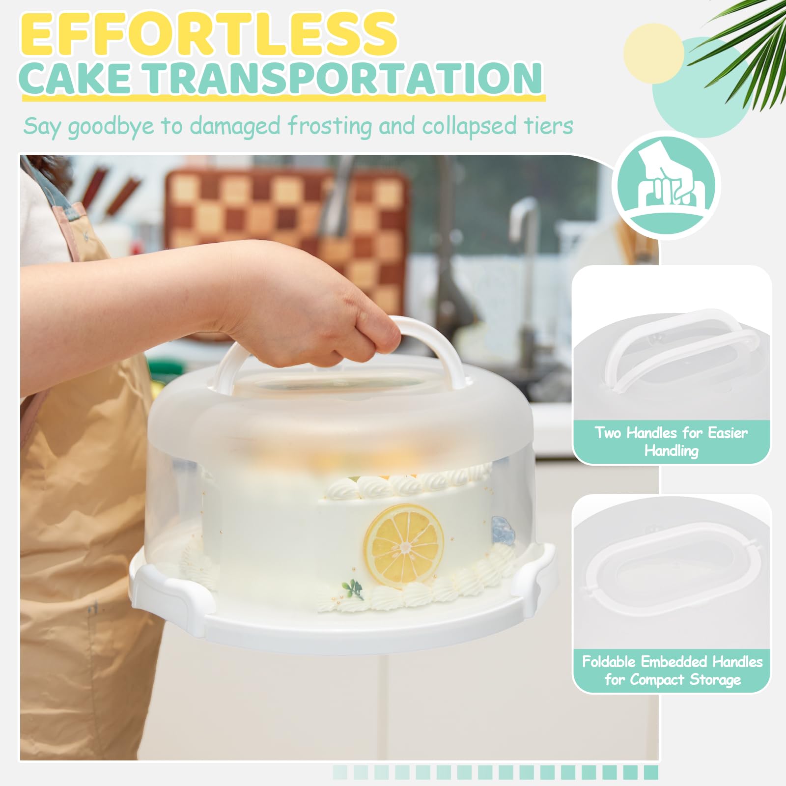 Ohuhu 10-inch cake carrier ready for transporting cakes and treats.