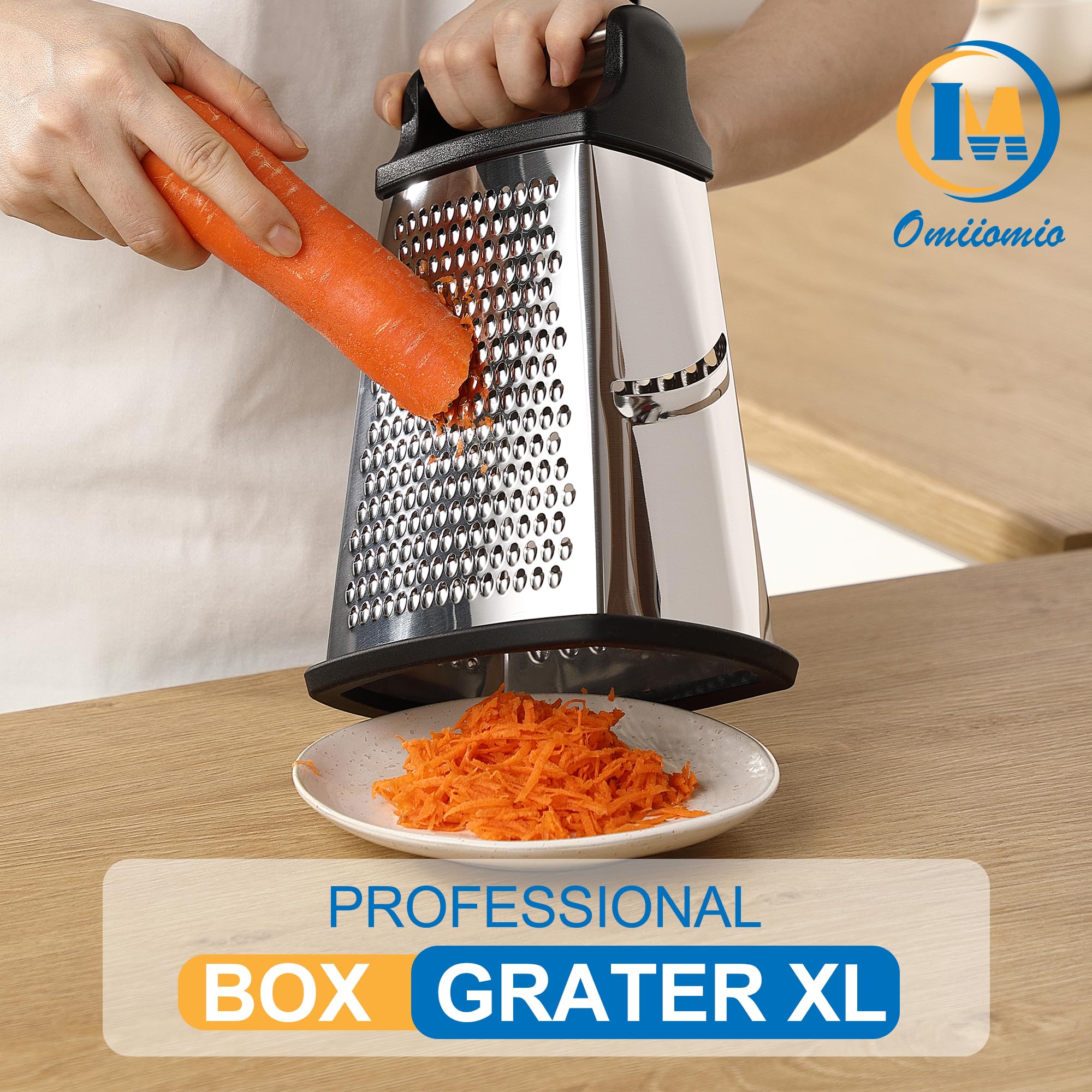 OIM Omiiomio grater features stainless steel construction for lasting durability.