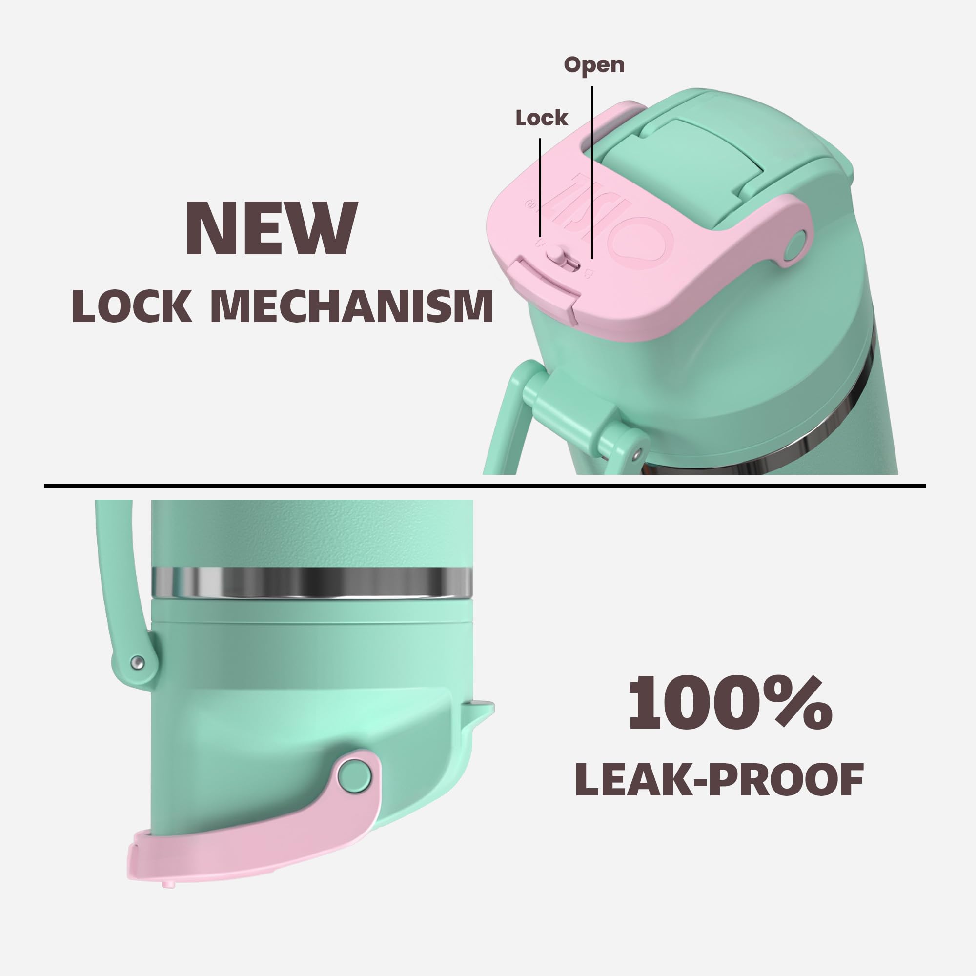 OISIZ leakproof lid shown in travel setup to prevent spills