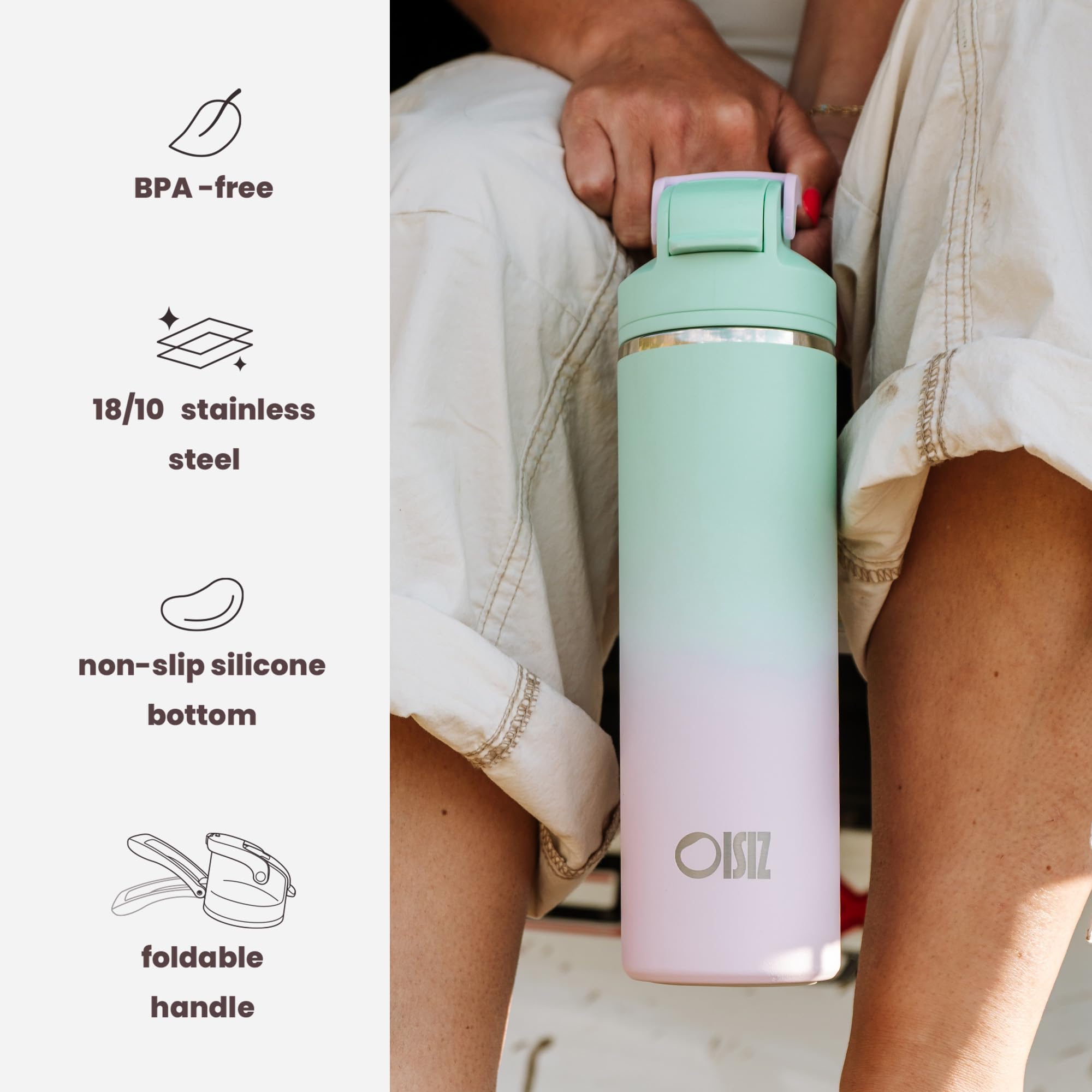 OISIZ wide-mouth bottle facilitates ice addition and easy cleaning