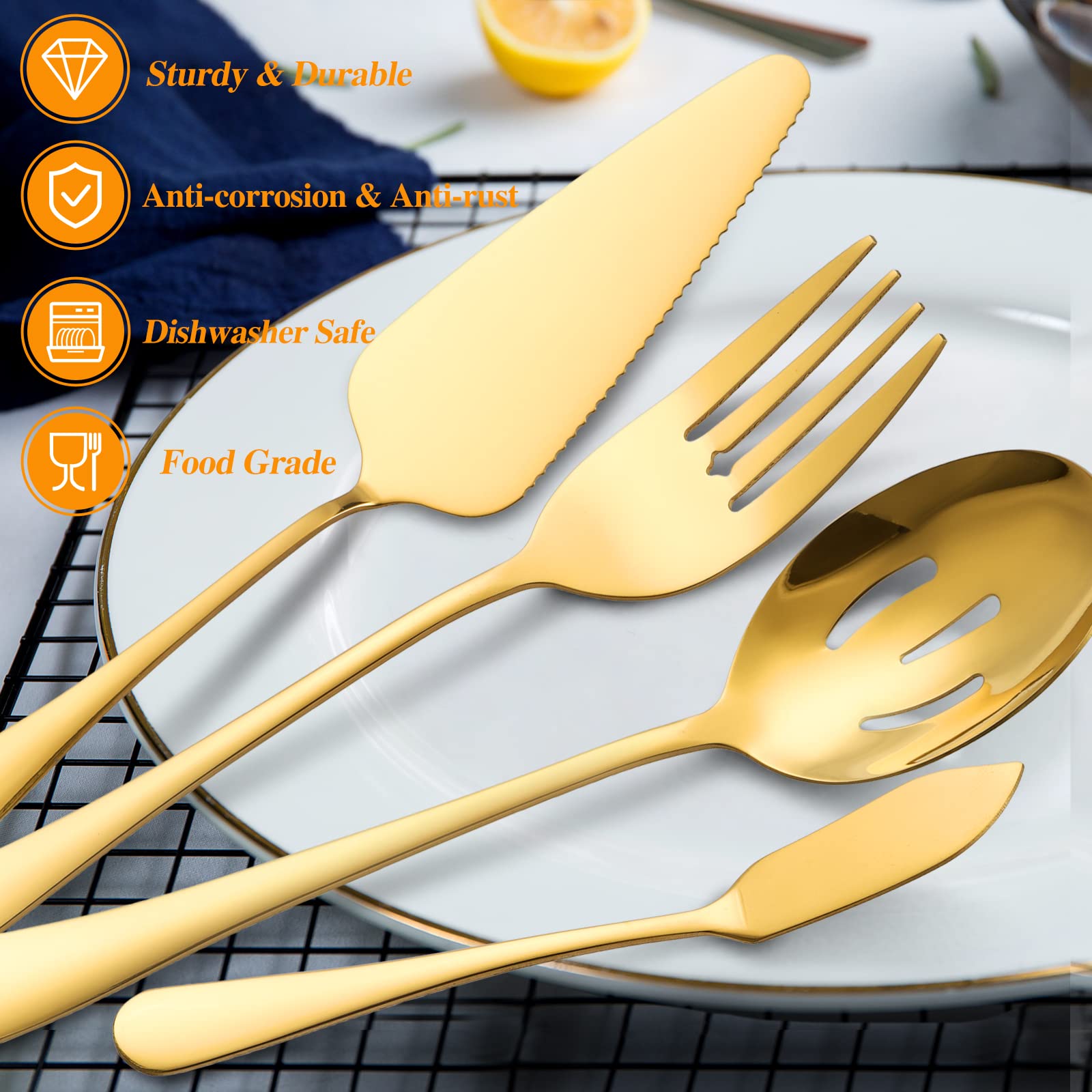 OIULO gold plated tongs for easy gripping and serving