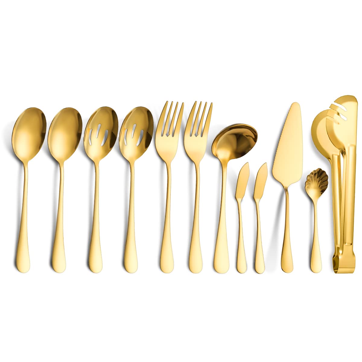 OIULO gold plated slotted serving spoon ideal for salads and sides