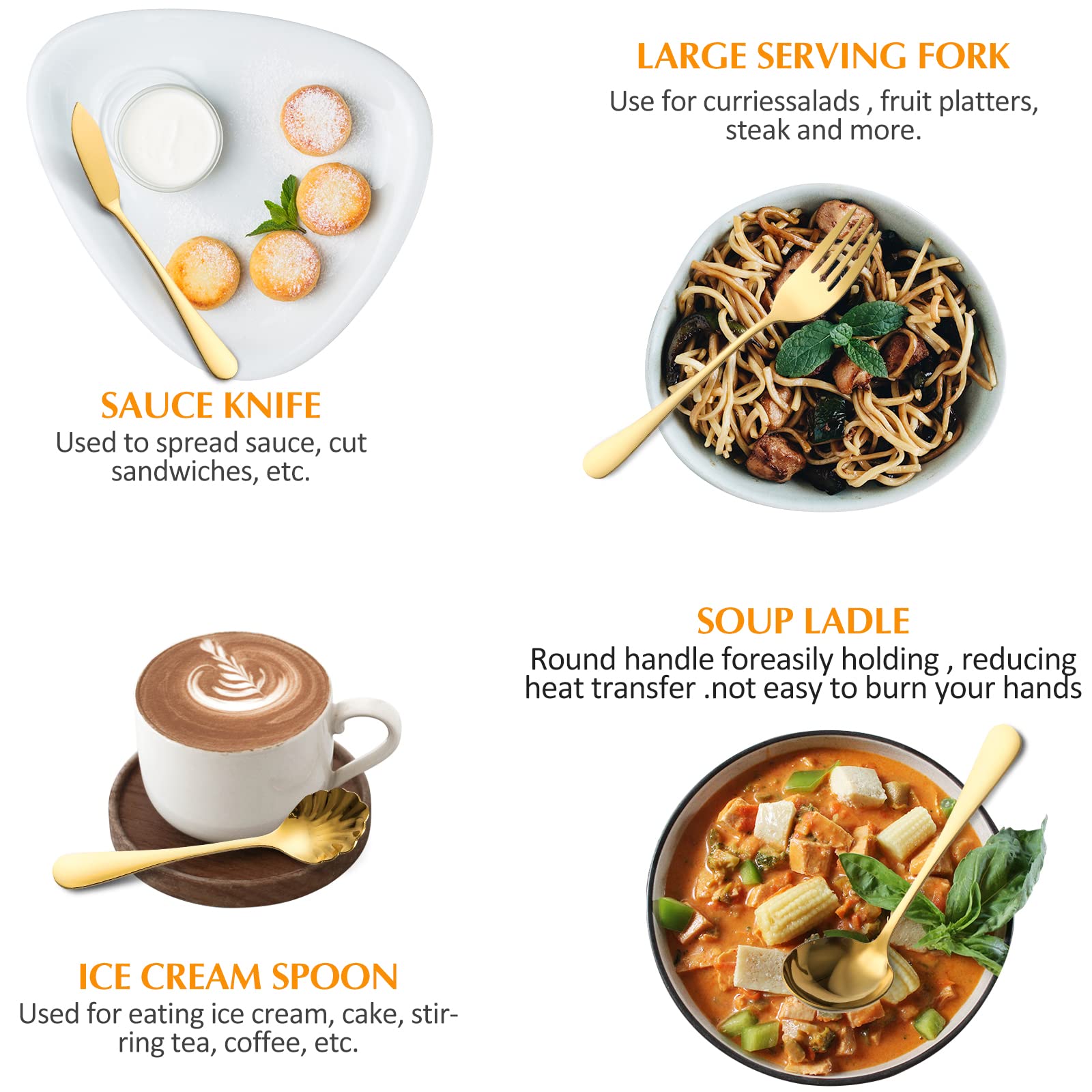 OIULO gold plated soup ladle for soups and stews