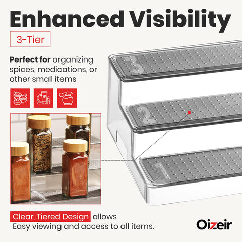 Oizeir clear plastic rack with non-slip base keeps bottles stable