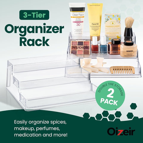 Oizeir Clear Spice Rack inside cabinet keeps bottles steady and visible while saving space.