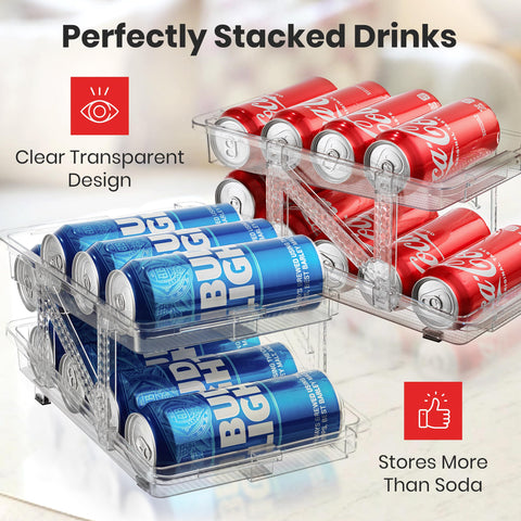 Oizeir expandable soda can dispenser, adjustable frame fits various can sizes.