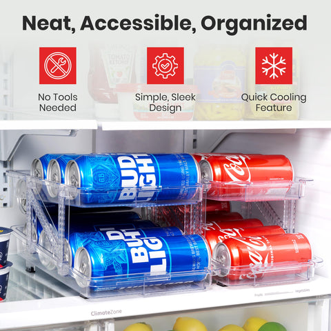 Oizeir expandable soda can dispenser, multi-purpose design for cans and bottles.