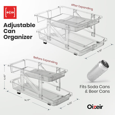 Oizeir expandable soda can dispenser, rolling mechanism in use for easy access.