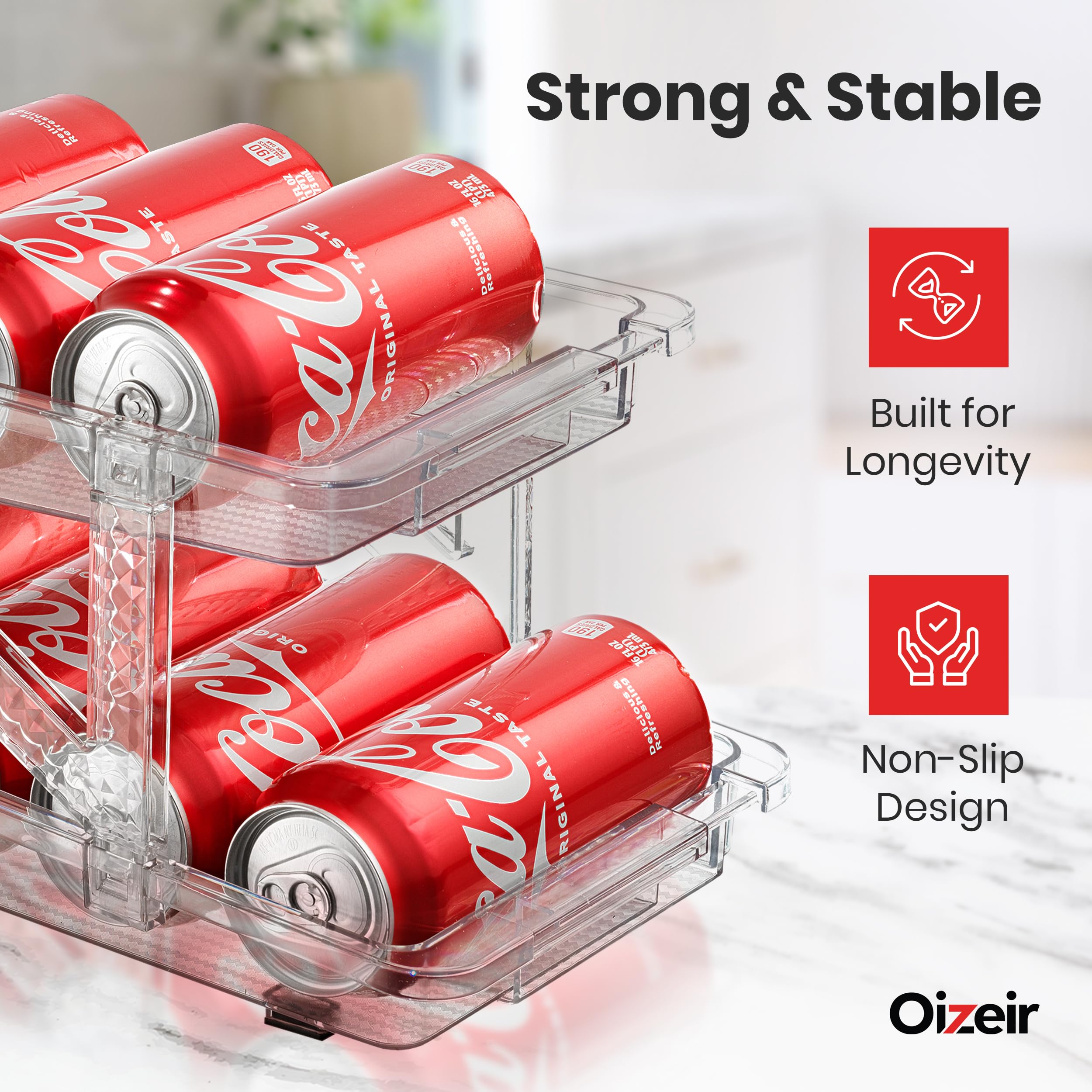 Oizeir expandable soda can dispenser, simple assembly for quick setup.