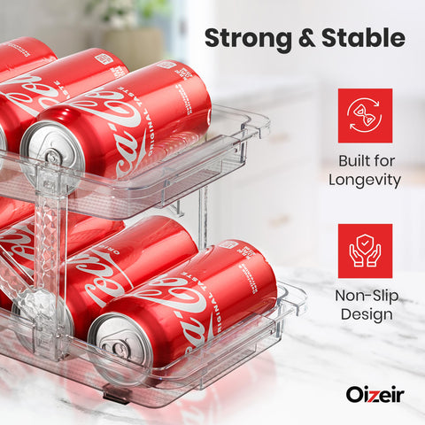 Oizeir expandable soda can dispenser, simple assembly for quick setup.