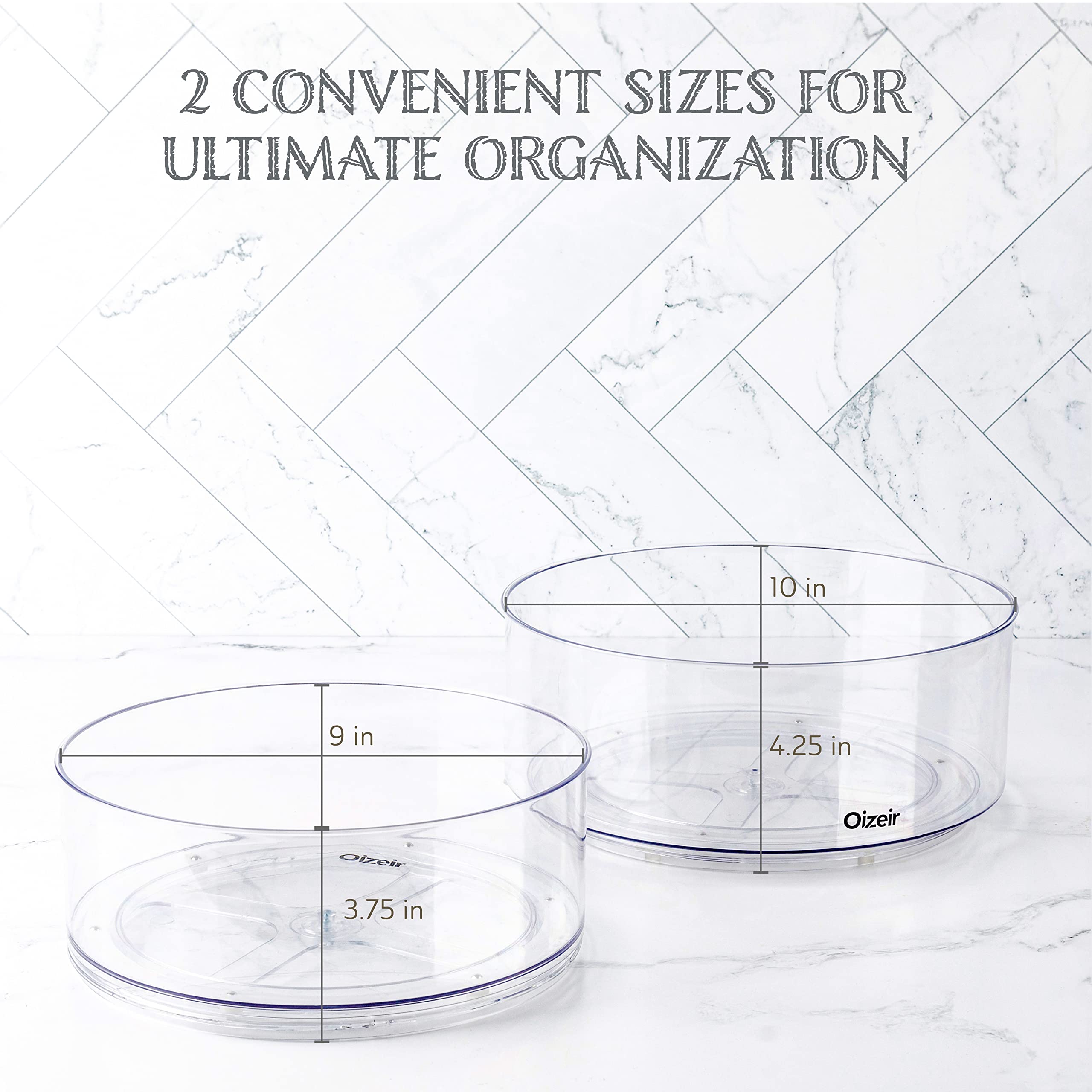 Oizeir Lazy Susan 11.8-inch turntable ideal for larger pantry storage.