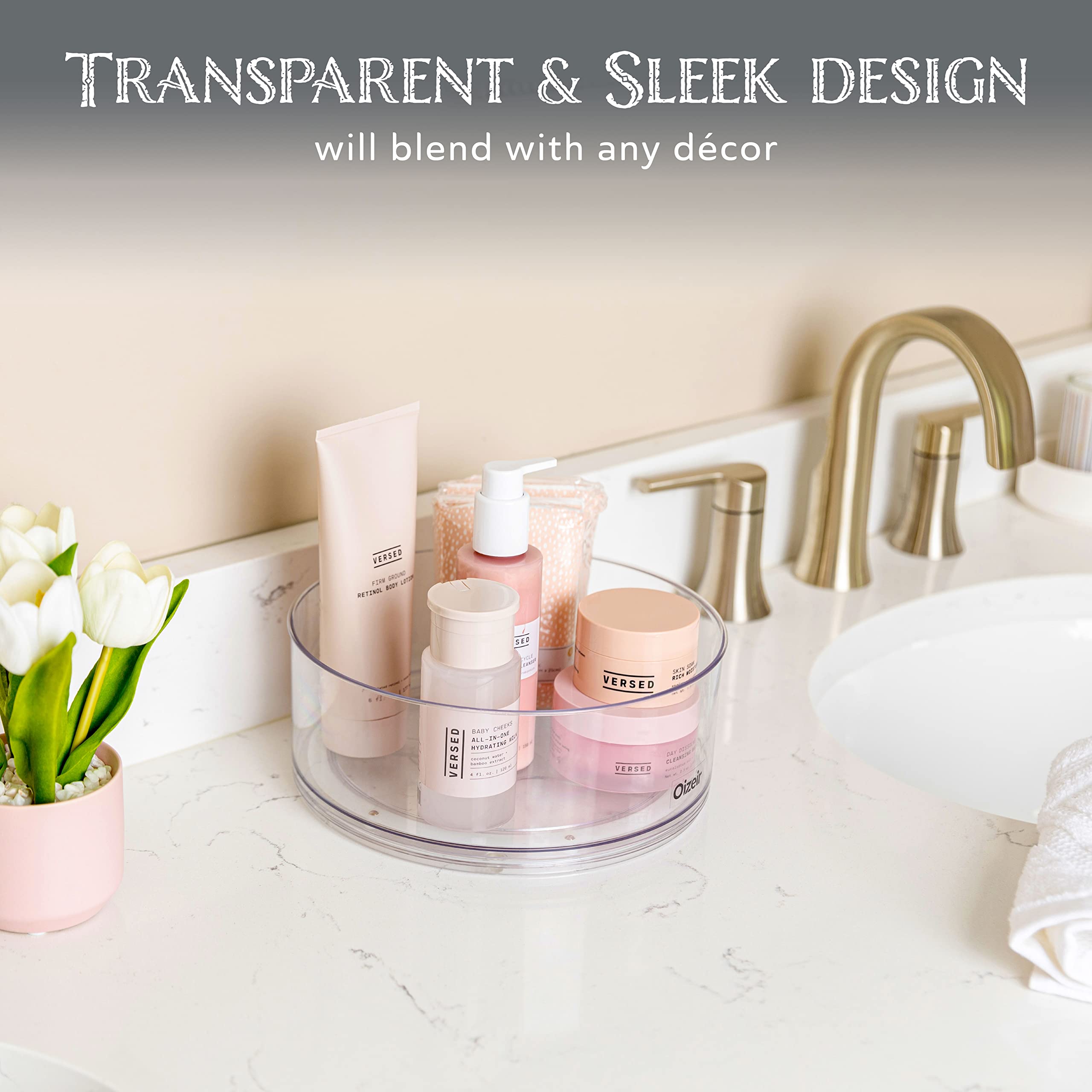 Oizeir Lazy Susan clear design blends with any decor.