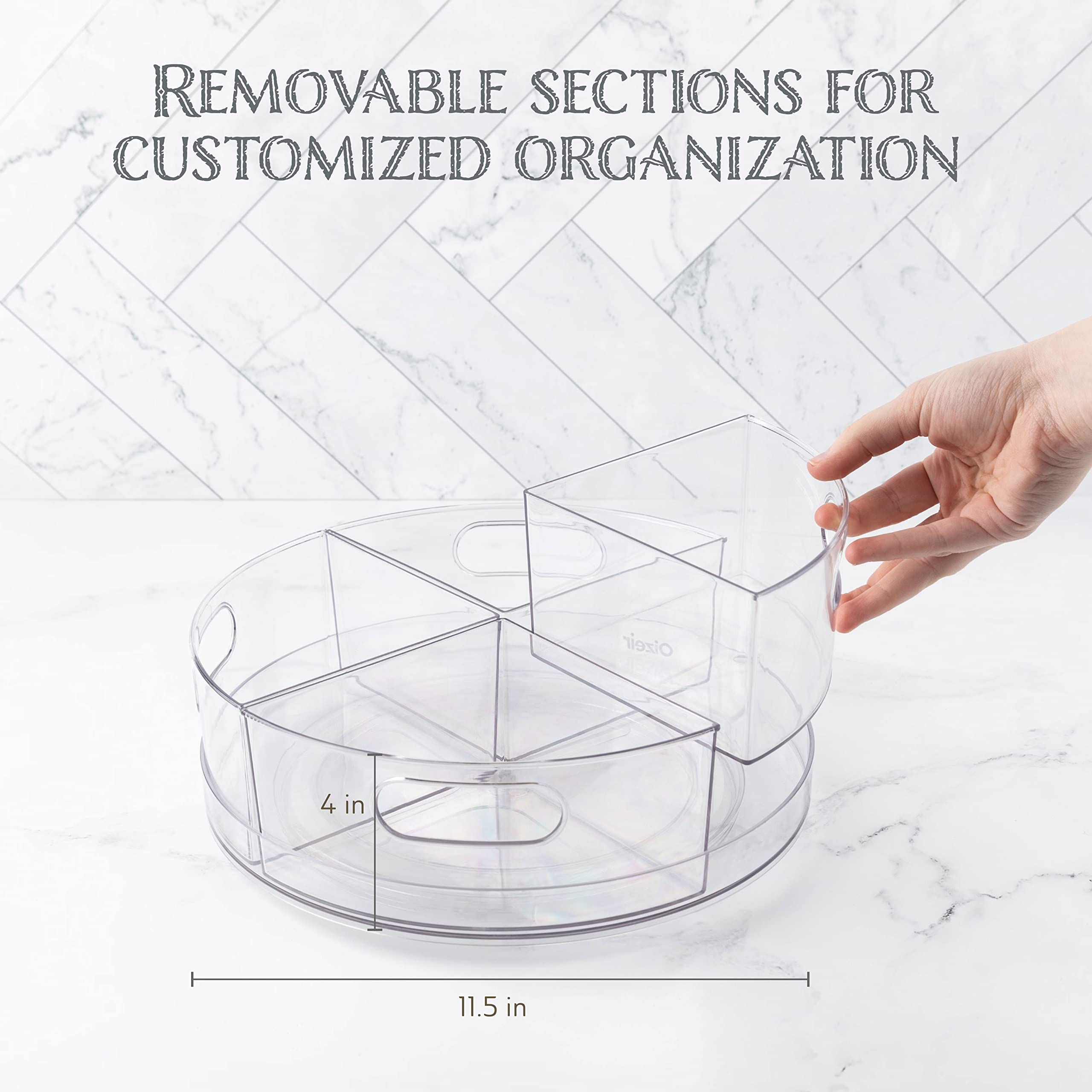 Oizeir Lazy Susan removable sections with handles for easy transfer