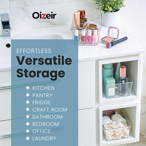 Oizeir snack storage bin keeps snacks neatly organized and accessible.