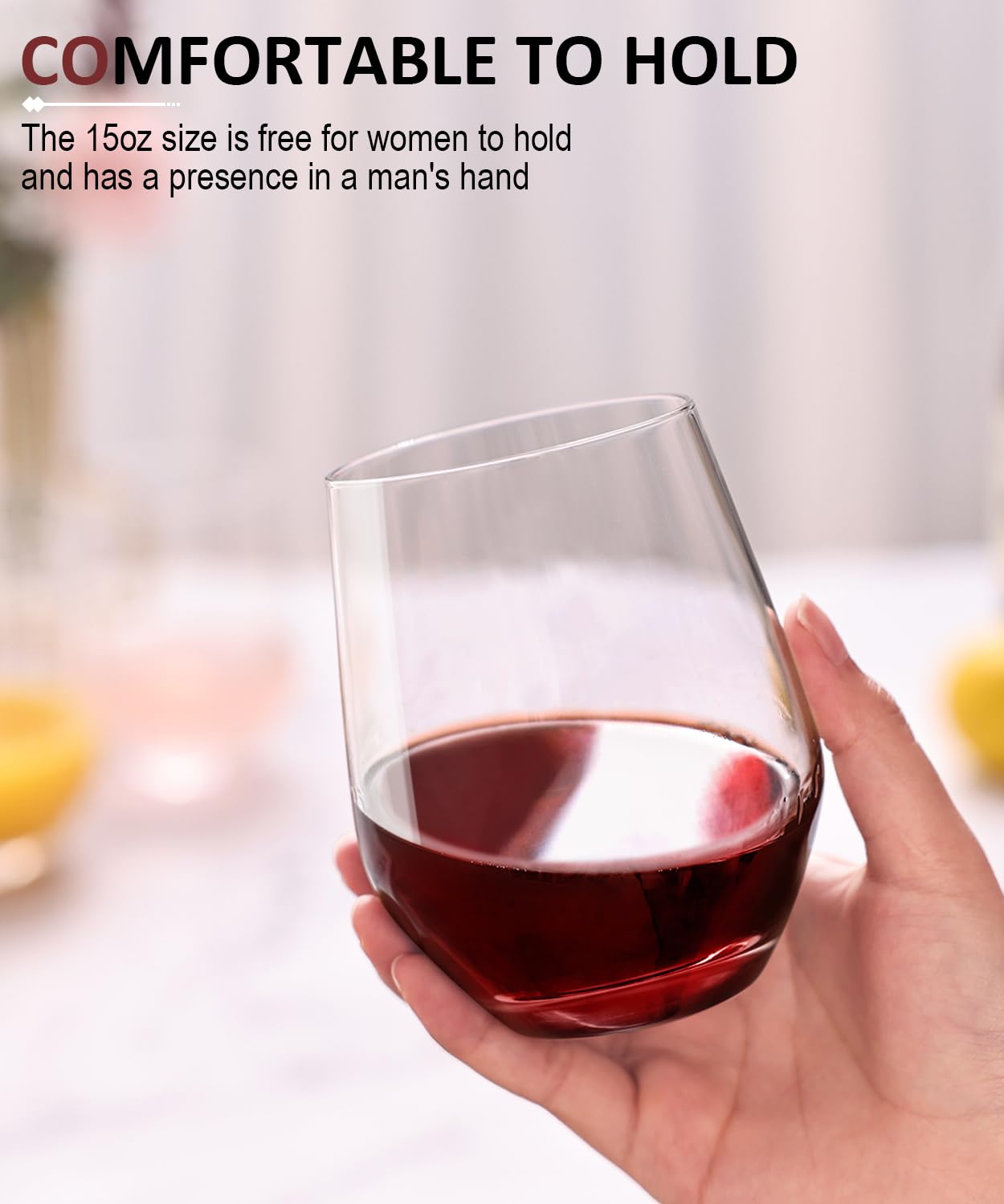 OJA 15oz clear-crystal-wine-glasses offer elegant presentation and easy handling