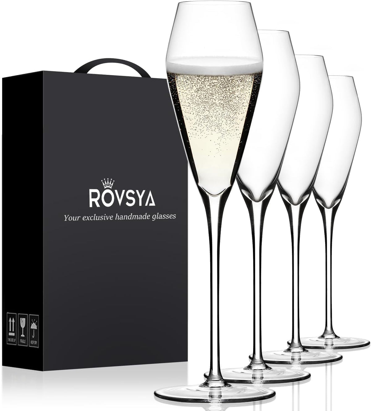 OJA champagne flutes set of 4 in clear hand-blown crystal for refined toasts